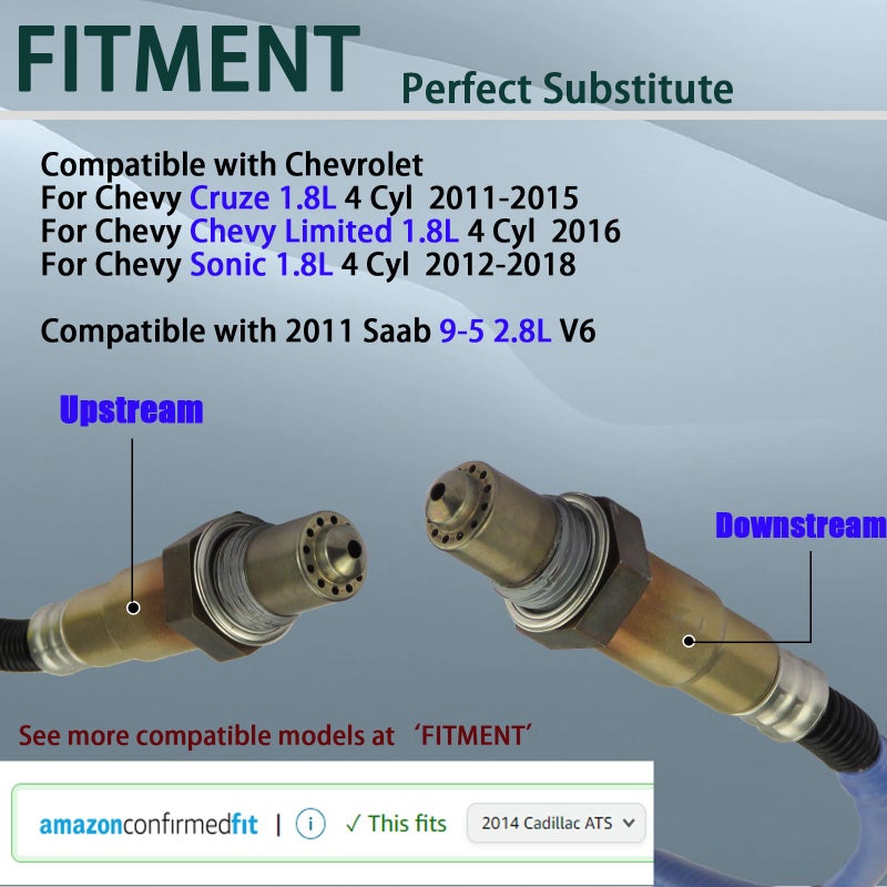 ChawYI 2PCS Oxygen O2 Sensor Upstream and Downstream fit for Chevy Cruze 1.8L 2011 2012 2013 2014 2015, Cruze Limited 1.8L 2016, 2012-2020 Chevy Sonic 1.8L, for SAAB 9-5 2.8L 2011 - Image 3